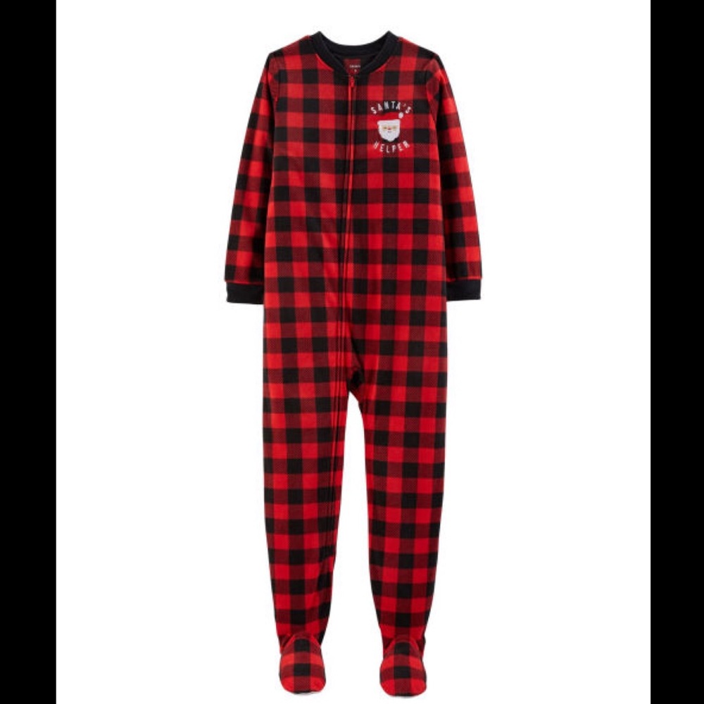 NWT - Carter’s Santas Helper buffalo plaid pajamas